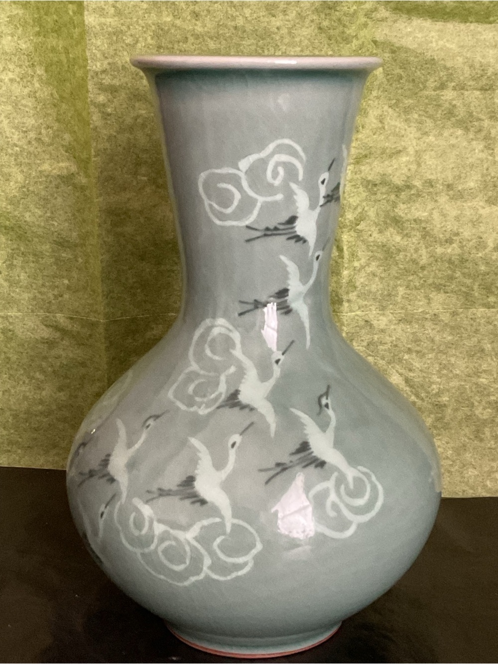 Celadon Green Crane Ceramic Vase - Home Accents